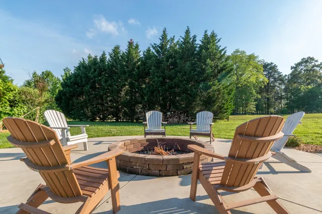 a view of a roof deck with couches