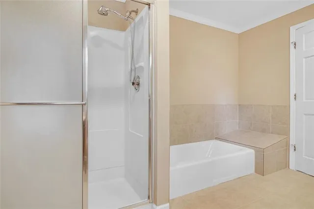 a bathroom with a bathtub