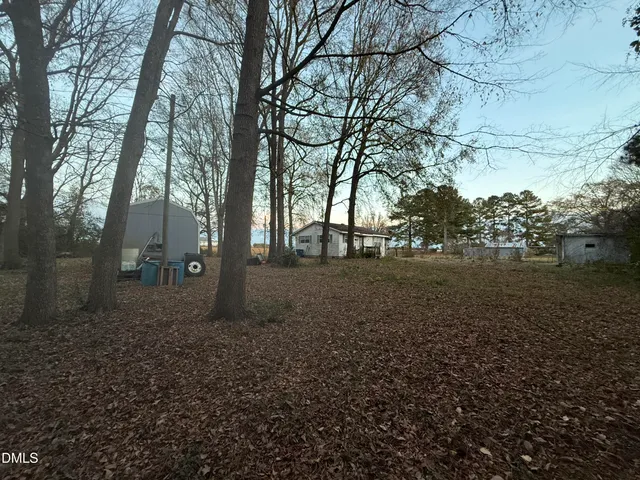 a view of a yard with trees