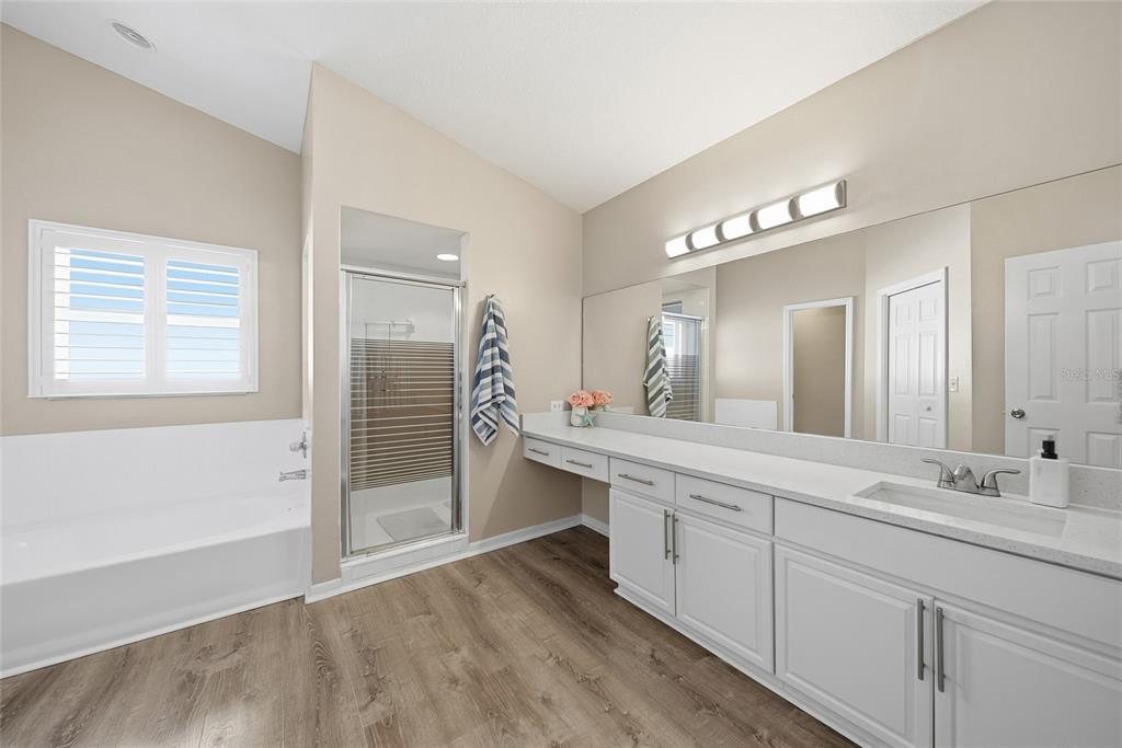 2119 Cattleman Drive Brandon, FL 33511 - Photo 27 of 46 a spacious bathroom with a double vanity sink a mirror and a shower