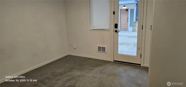 an empty room with windows