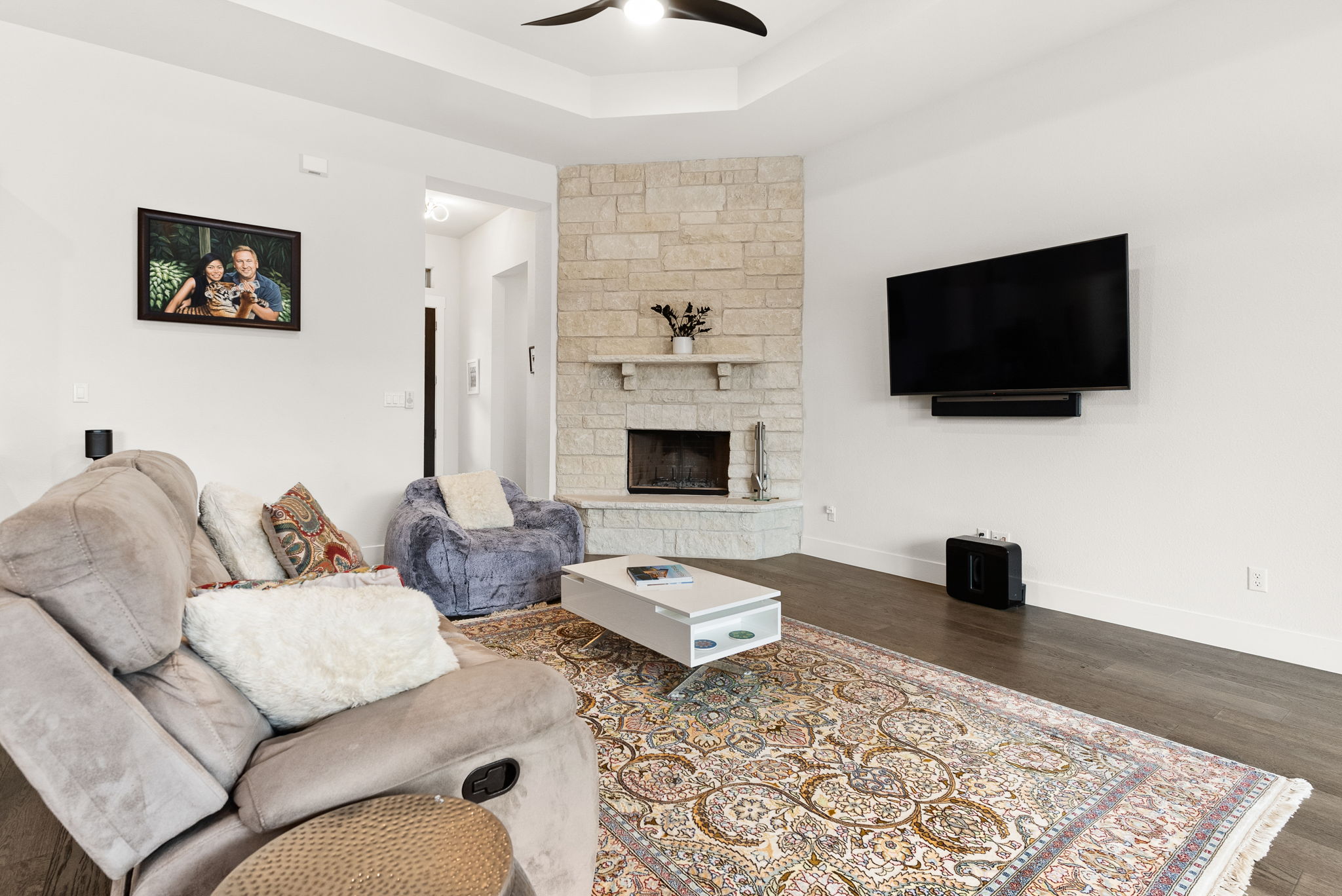 2140 Carpenter Loop Burnet, TX 78611 - Photo 9 of 38 Floor to ceiling wood-burning stone fireplace.
