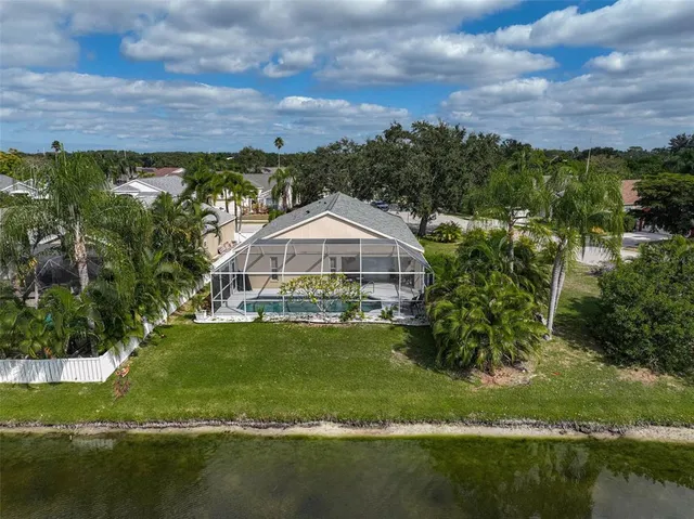 an aerial view of a house