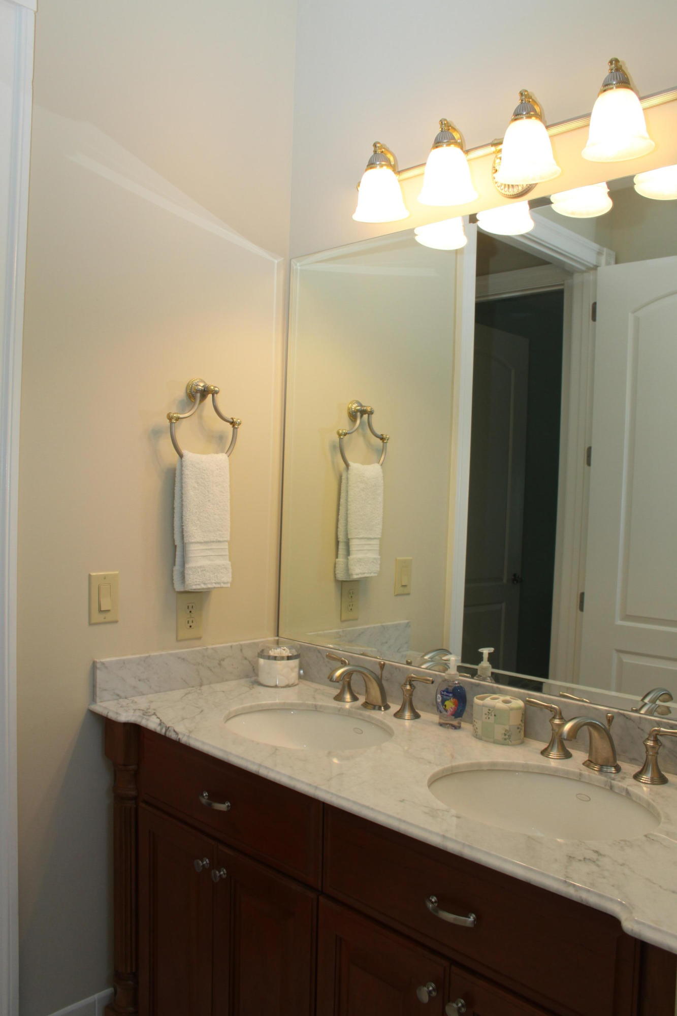 159 Calypso Road Moneta, VA 24121 - Photo 14 of 72 a bathroom with a double vanity sink and a mirror