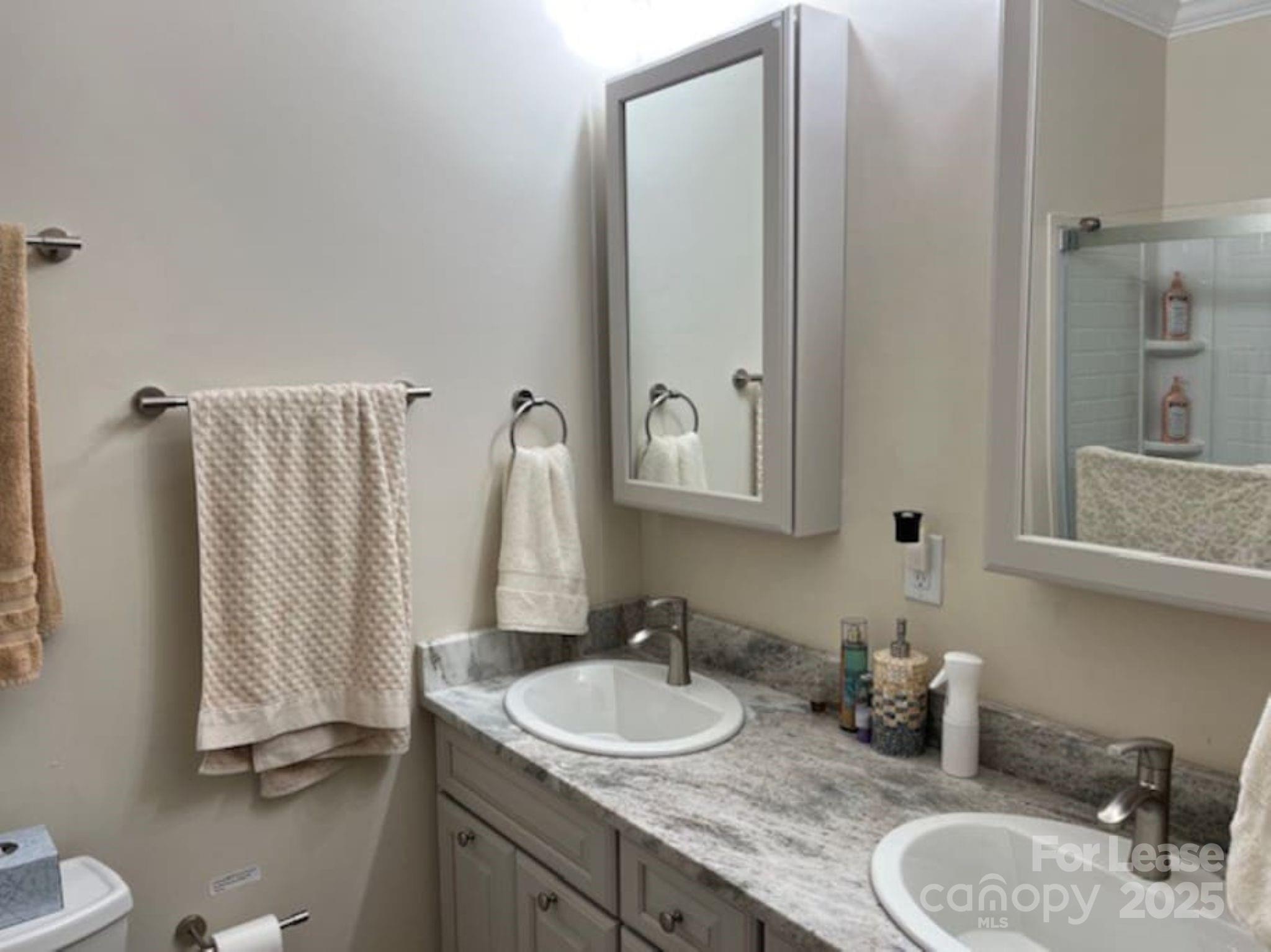 4897 Kiser Island Road, Unit B Terrell, NC 28682 - Photo 8 of 18 a bathroom with a granite countertop sink and a mirror