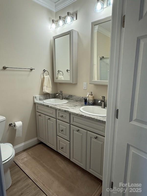 4897 Kiser Island Road, Unit B Terrell, NC 28682 - Photo 9 of 18 a spacious bathroom with a granite countertop sink a toilet and a mirror