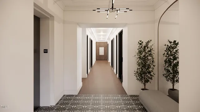 a view of a hallway view with staircase