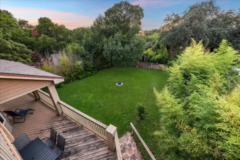 a view of a backyard with plants