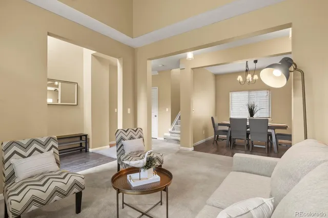 a living room with furniture