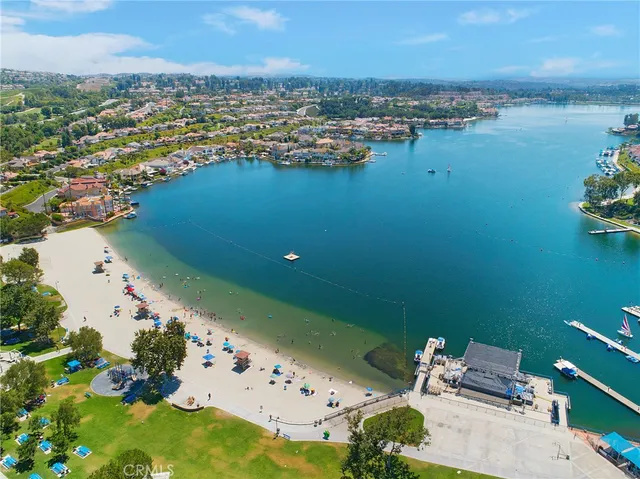a view of an ocean and a mountain