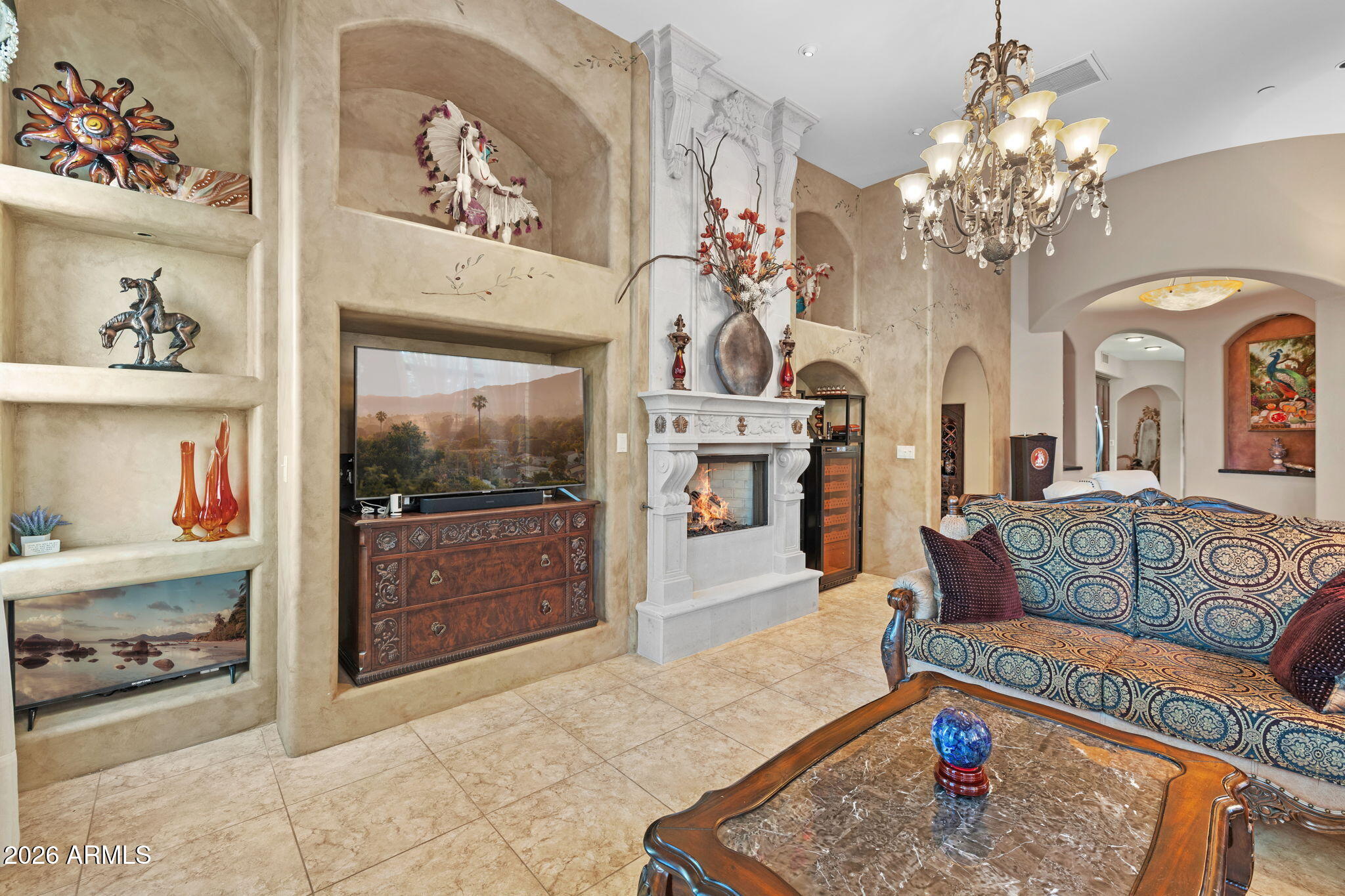 7199 East Ridgeview Place, Unit 102 Carefree, AZ 85377 - Photo 18 of 36 Living Room with Fireplace