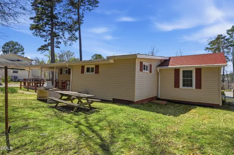 a living room with furniture a fireplace and a potted plant