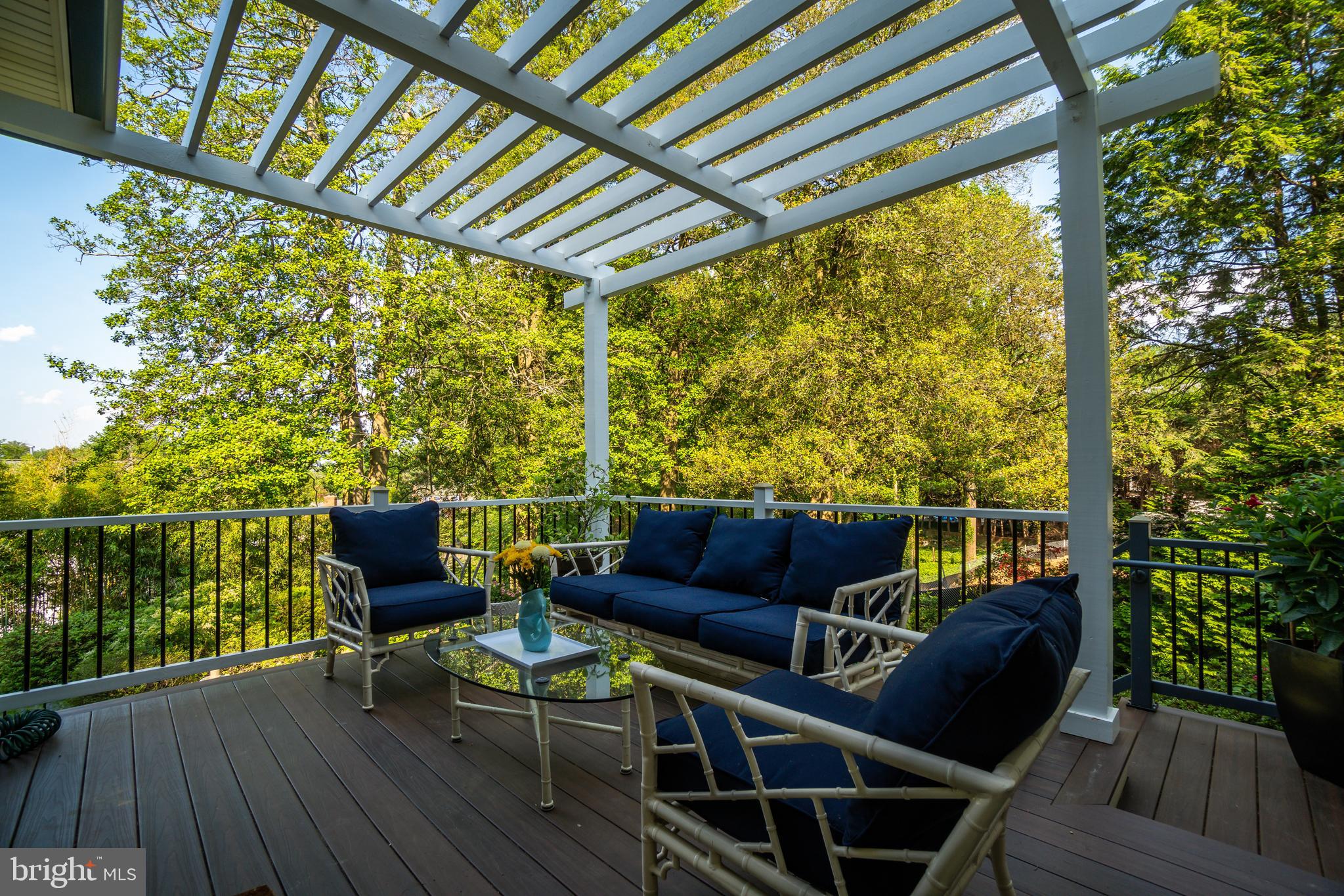 3405 North Glebe Road Arlington, VA 22207 - Photo 14 of 43 Deck with pergola overlooks holly trees