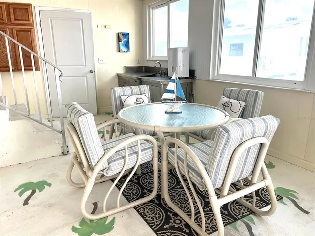 a room with cabinets and window