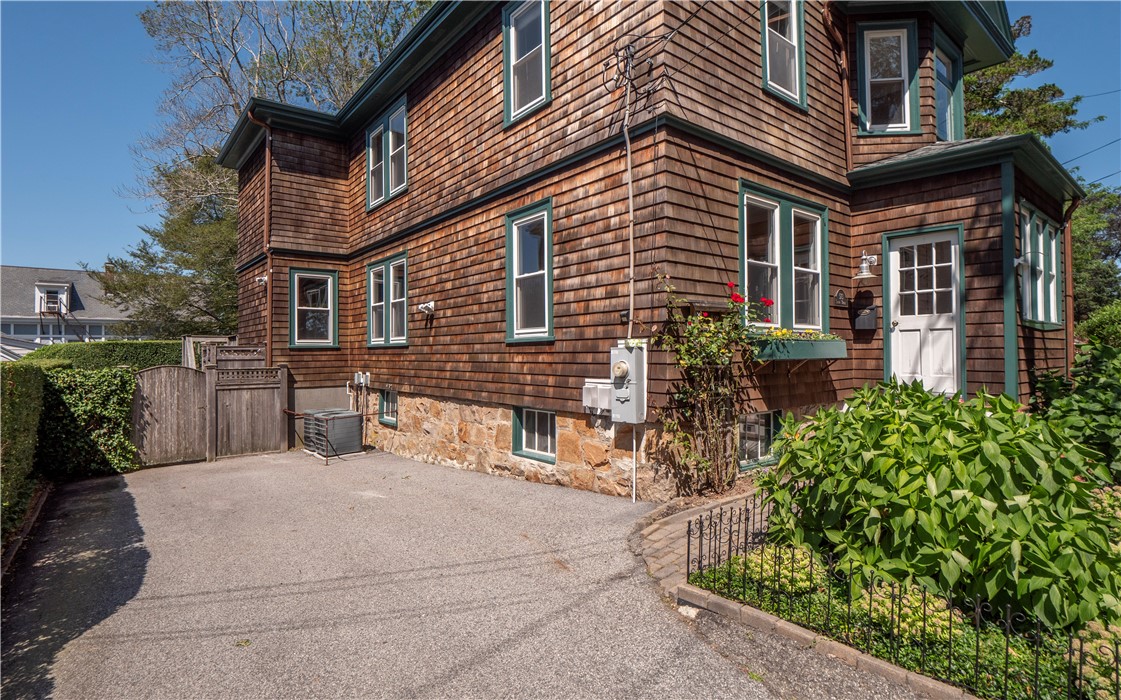 573 Spring Street Newport, RI 02840 - Photo 5 of 50 Driveway, Gate to Back Yard , Outdoor Shower & Front Door
