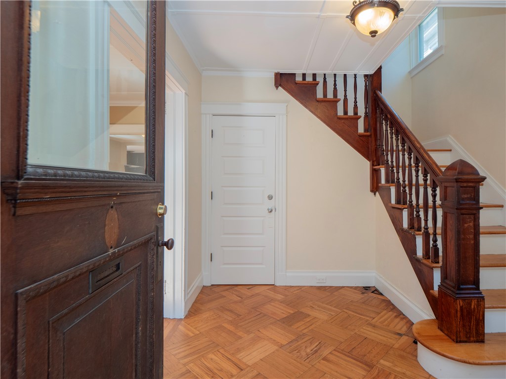 573 Spring Street Newport, RI 02840 - Photo 8 of 50 Foyer with Parquet Floors , Stairway & Entry to Living Room