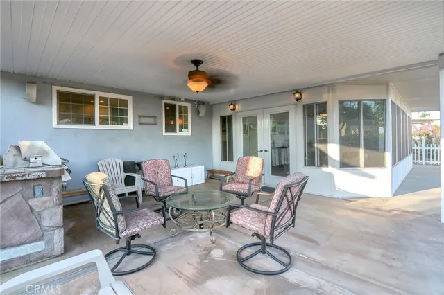 a view of a house with a large window