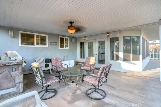 a view of a house with a large window