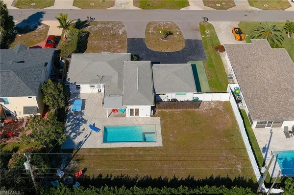 an aerial view of a house