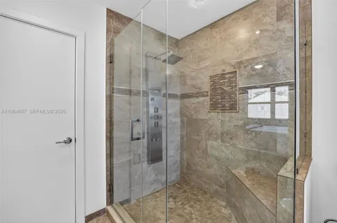 a bathroom with a shower