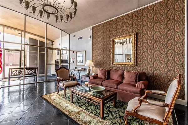 a living room with furniture