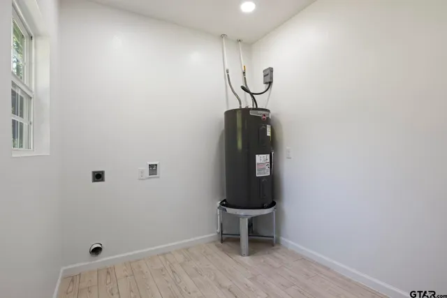 a view of small space with racks on the wall