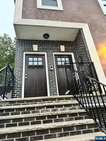a view of a building with a door