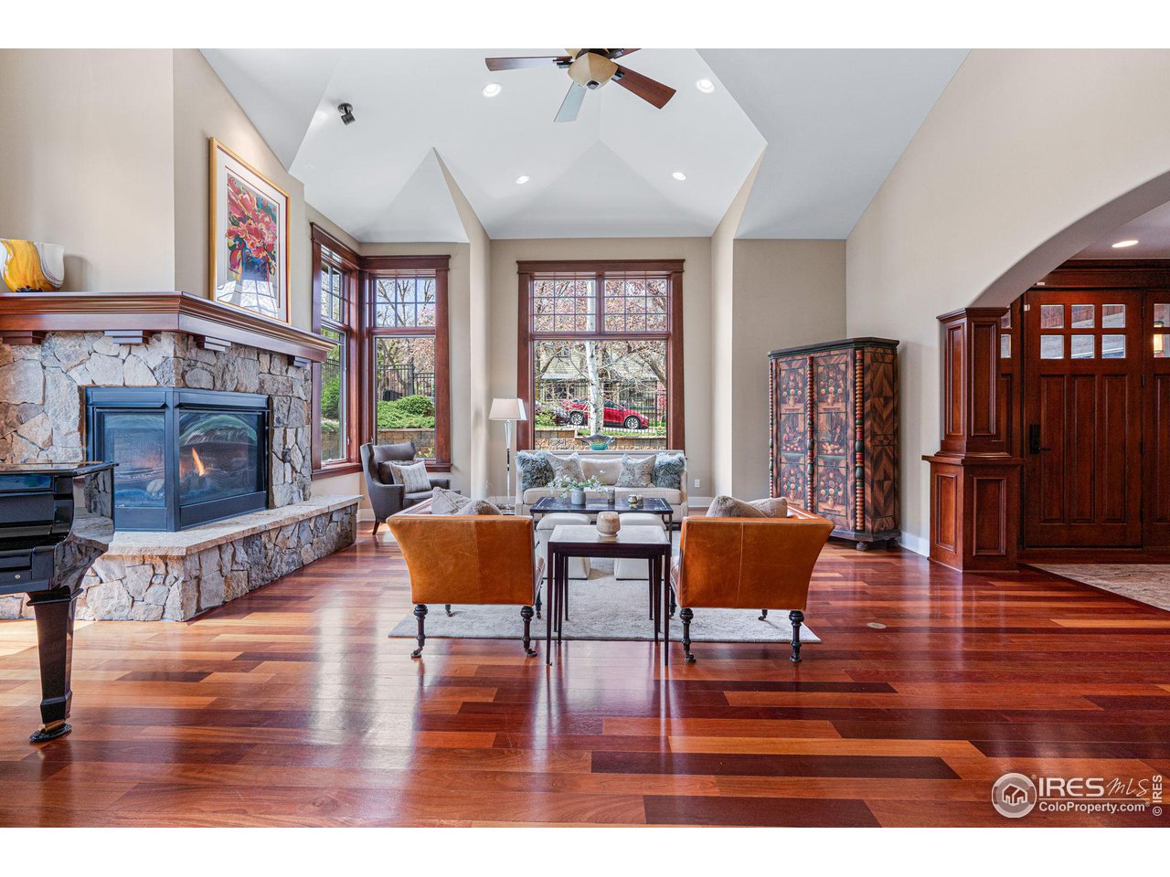 800 Grant Place Boulder, CO 80302 - Photo 7 of 40 Elegant living room with two-sided gas fireplace