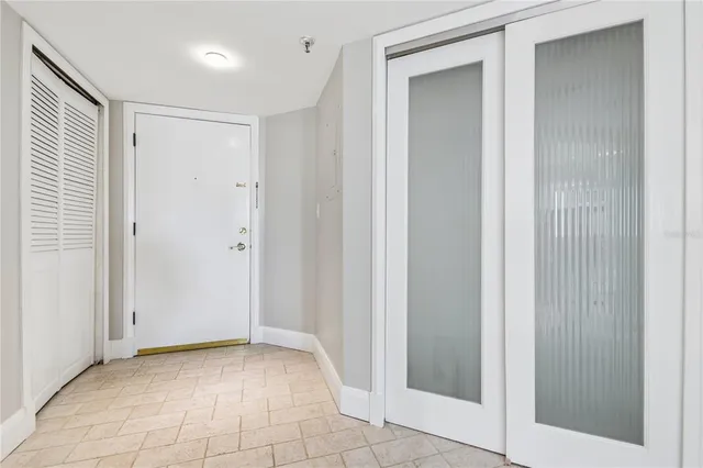 an empty room with windows