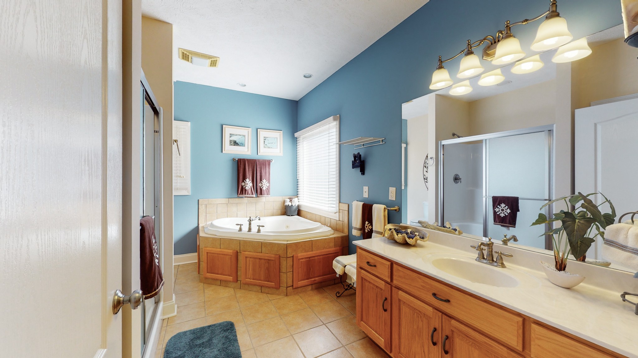 2996 South Rutland Road Mount Juliet, TN 37122 - Photo 17 of 37 a bathroom with double vanity sinks a vanity a lamp and a mirror