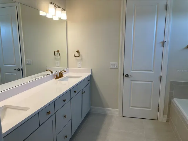 a bathroom with a sink a mirror and a shower