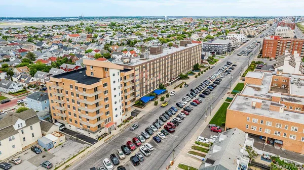 a city view with tall buildings
