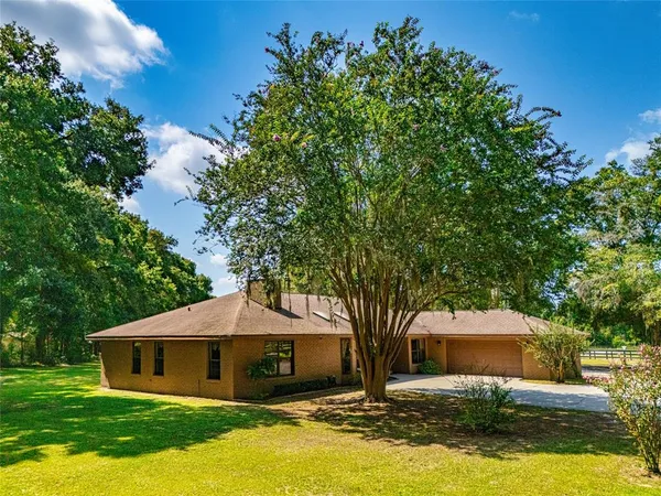 a aerial view of a house with swimming pool