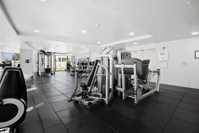 a view of a room with gym equipment