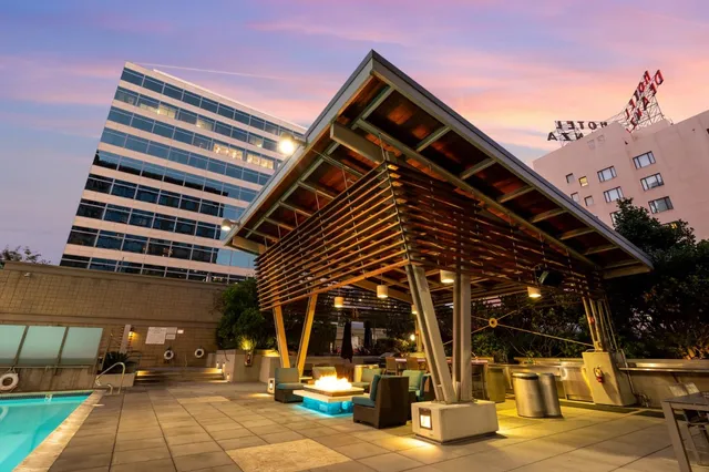 a view of tall building