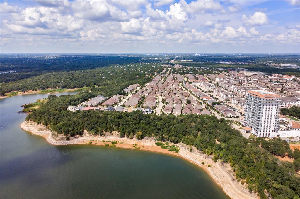 516 Sandy Lane Flower Mound, TX 75022 - Photo 38 of 38 Expansive aerial showcasing a waterfront residential community with varying architectural styles