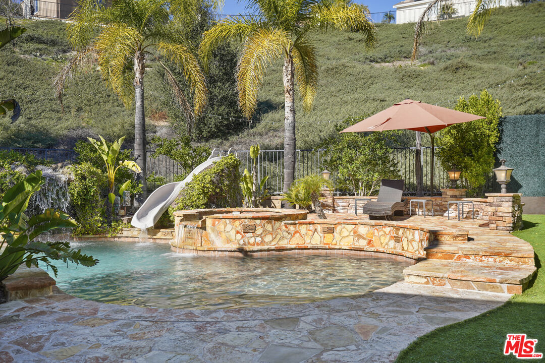 23871 Rio Ranch Way Valencia, CA 91354 - Photo 33 of 46 a view of a swimming pool with a patio