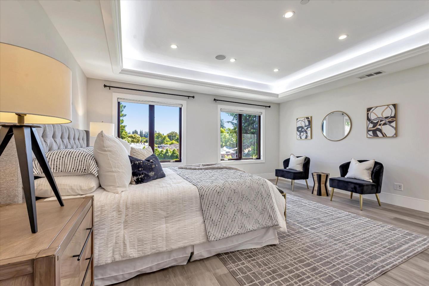 59 Devonshire Avenue Mountain View, CA 94043 - Photo 34 of 53 a bedroom with a large bed couch and two windows