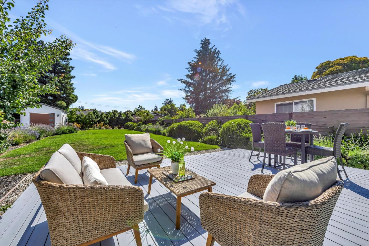 59 Devonshire Avenue Mountain View, CA 94043 - Photo 45 of 53 a view of a patio with couches chairs and a table and chairs