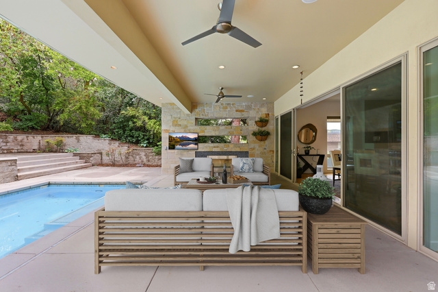 1389 Millbrook Way Bountiful, UT 84010 - Photo 62 of 74 Covered patio featuring recessed lighting and ceiling fans