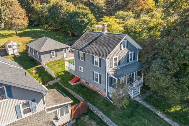 an aerial view of a house