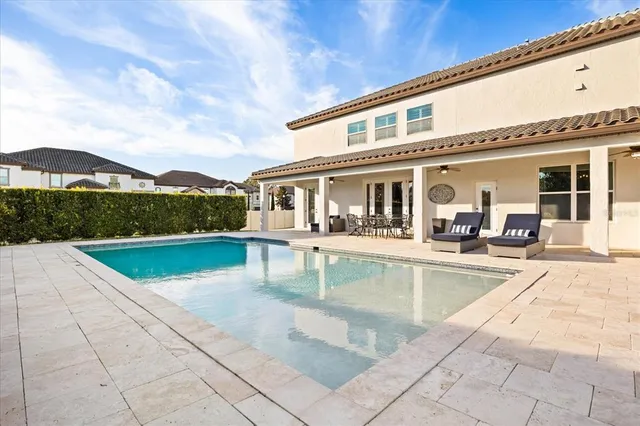 an aerial view of a house