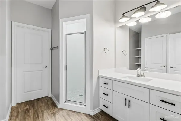 a view of an empty walk in closet