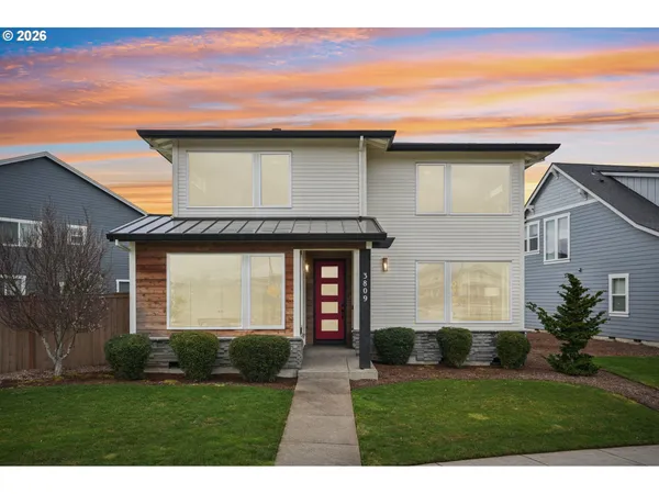a house view with a garden space