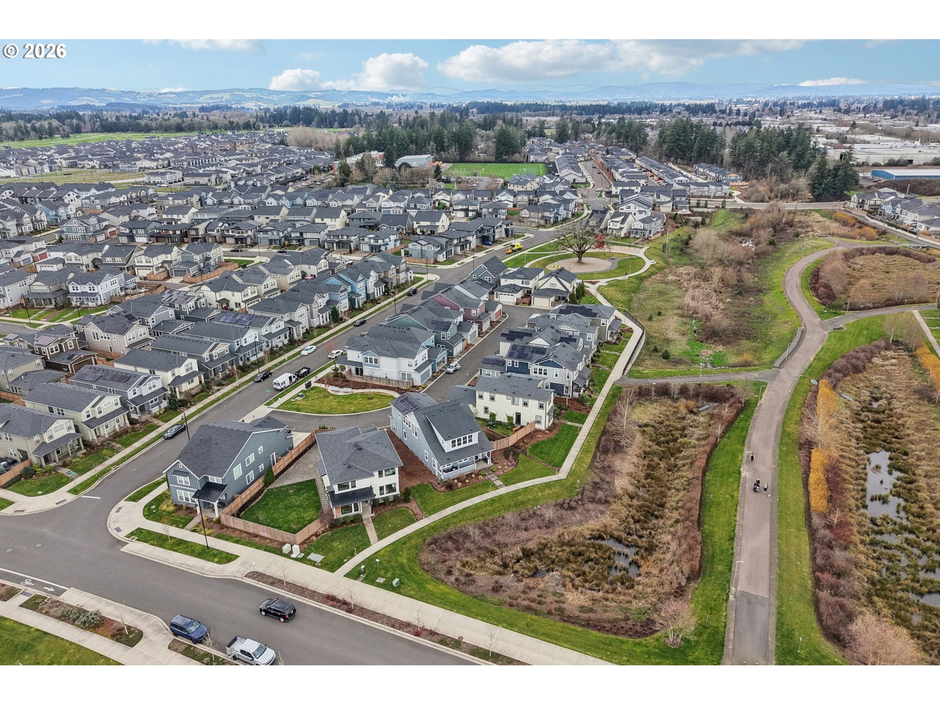 3809 Southeast Reed Drive Hillsboro, OR 97123 - Photo 38 of 40 an aerial view of residential houses with outdoor space