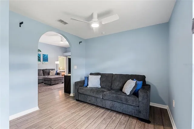 a room with granite countertop lots of counter top space and dining table