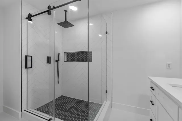 a bathroom with a shower