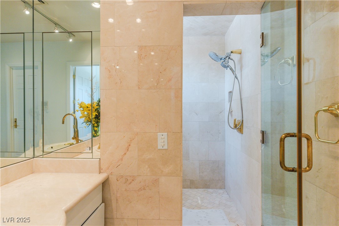 2339 Prometheus Court Henderson, NV 89074 - Photo 68 of 92 Bathroom with a shower stall and vanity