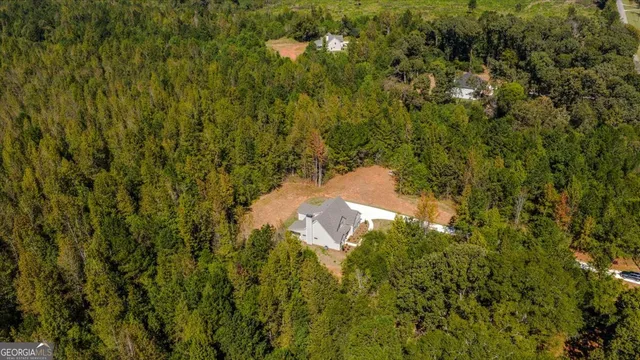 a view of a big yard with lots of bushes