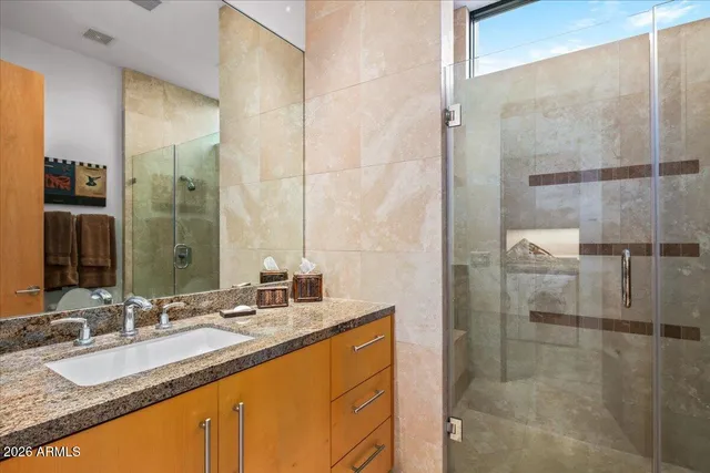 a view of a building with sitting area